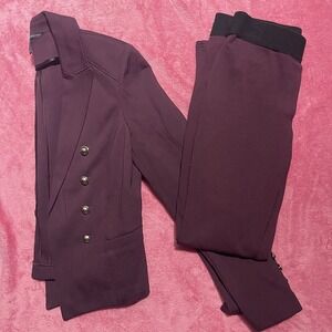White House Black Market 4 Piece Burgundy  The Slim Ankle Pant Suit Sz 4
